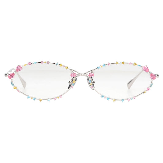 GEMSTONE-STUDDED METAL-FRAME GLASSES / MULTI-COLORED