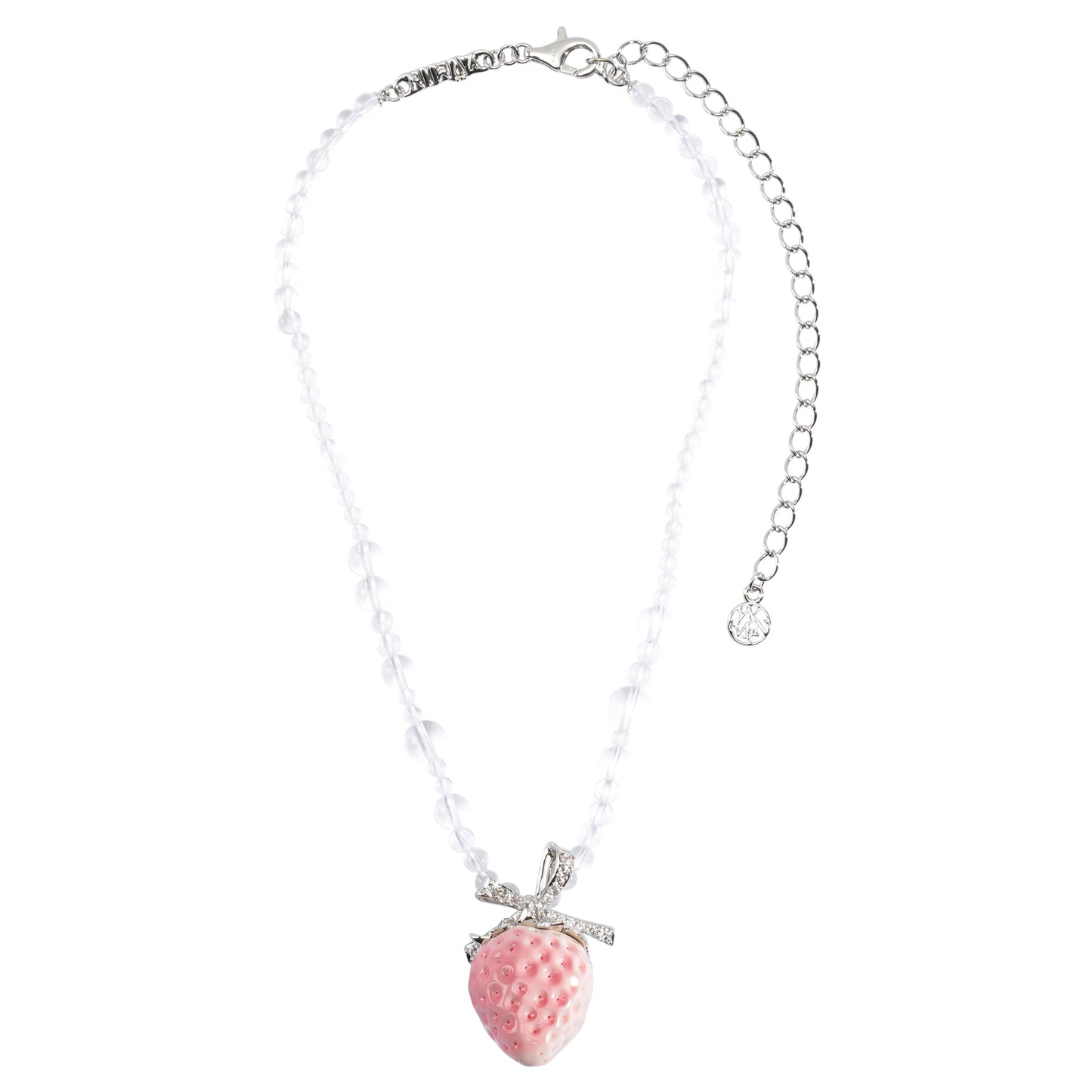 STRAWBERRY CRYSTAL CHAIN NECKLACE / PINK