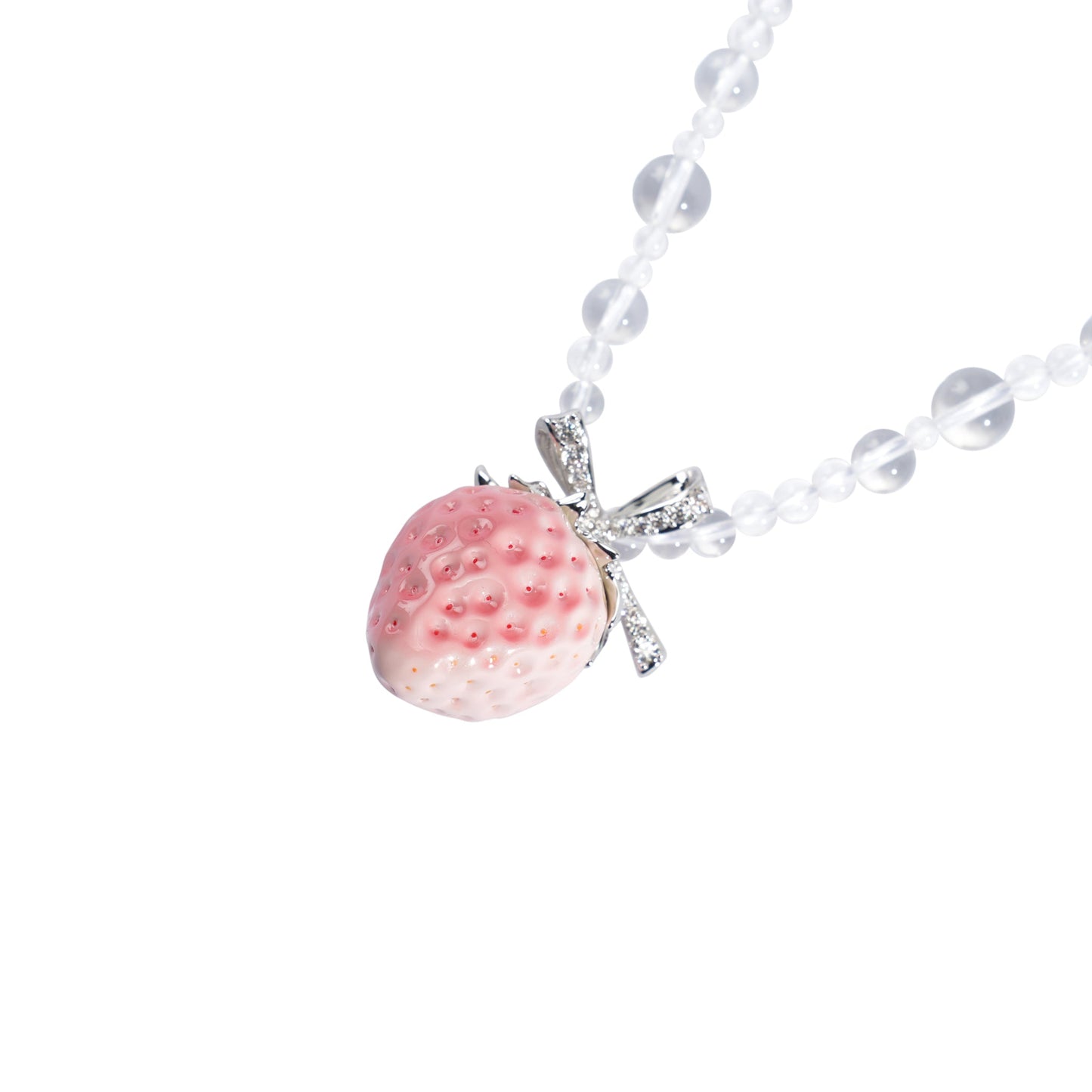 STRAWBERRY CRYSTAL CHAIN NECKLACE / PINK