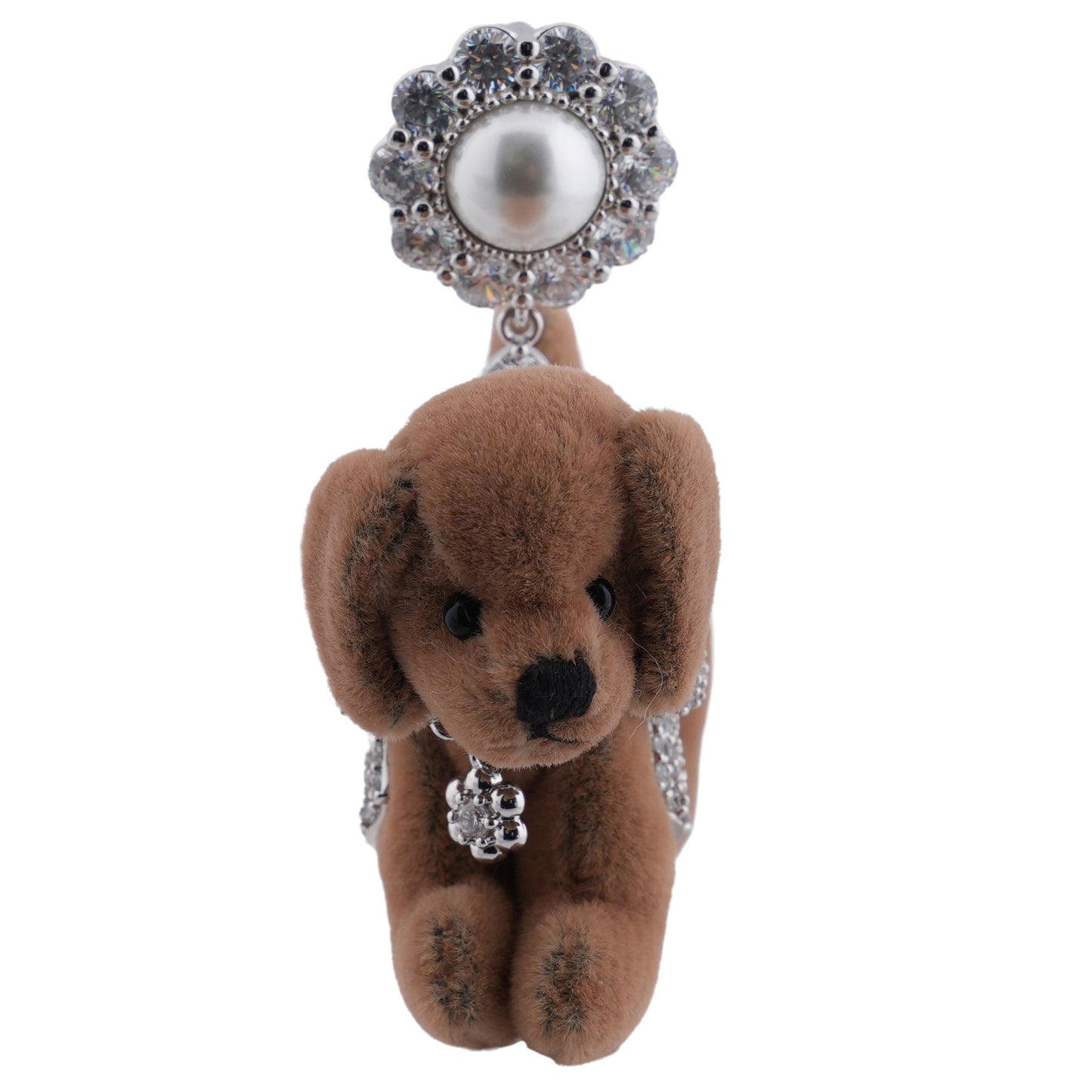 PAVE BOWKNOT PUPPY DOLL EARRING / BROWN