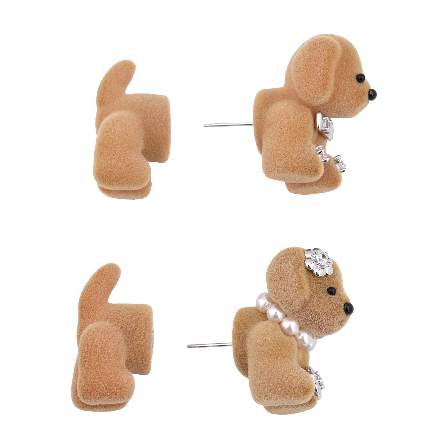SPLIT PUPPY EARRING / LIGHT BROWN