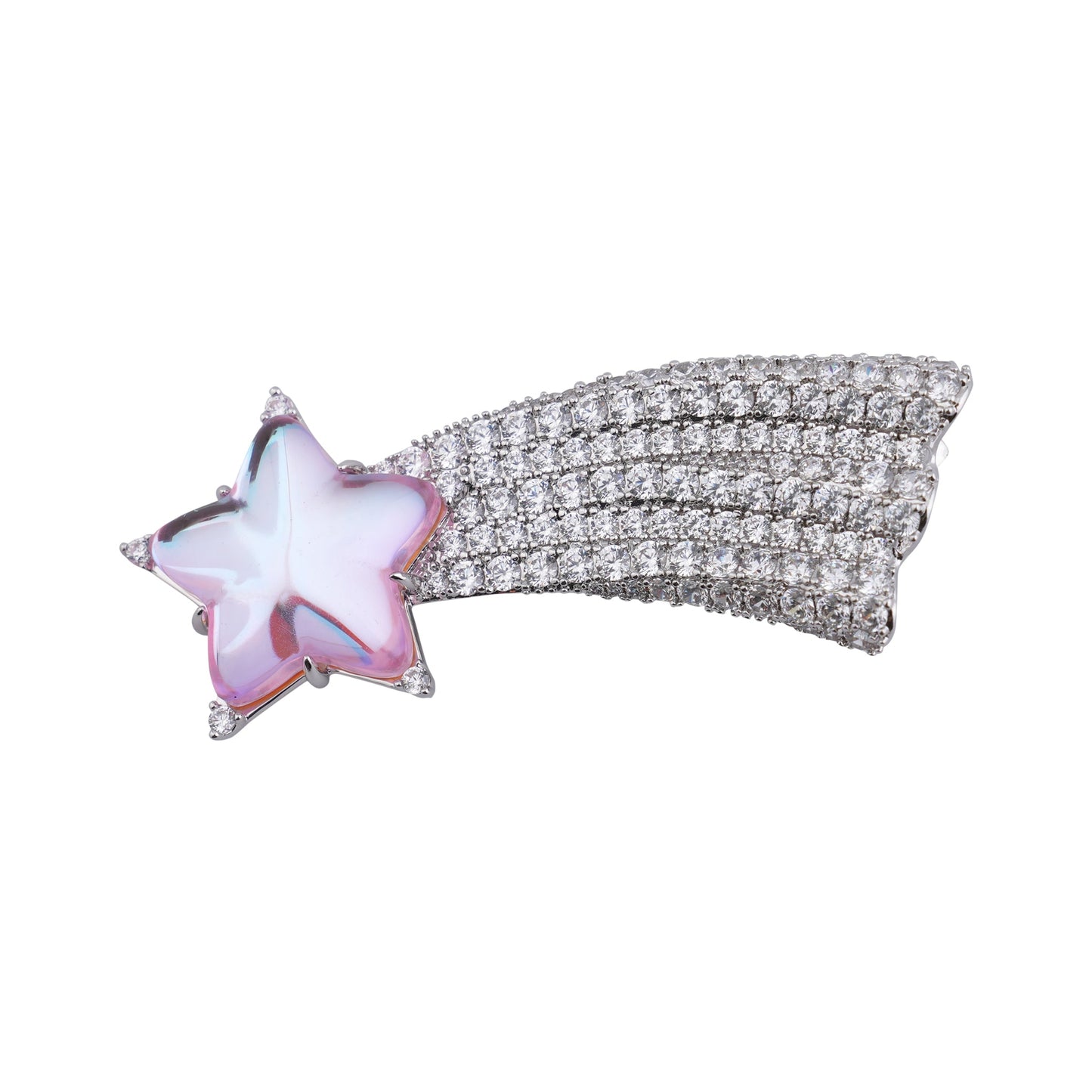 PAVE LONG-TAIL METEOR HAIR CLIP / PINK