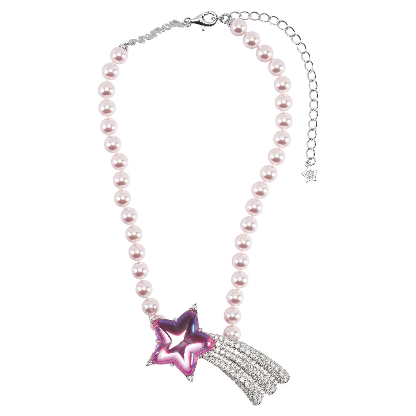 PAVE LONG-TAIL METEOR NECKLACE / PINK