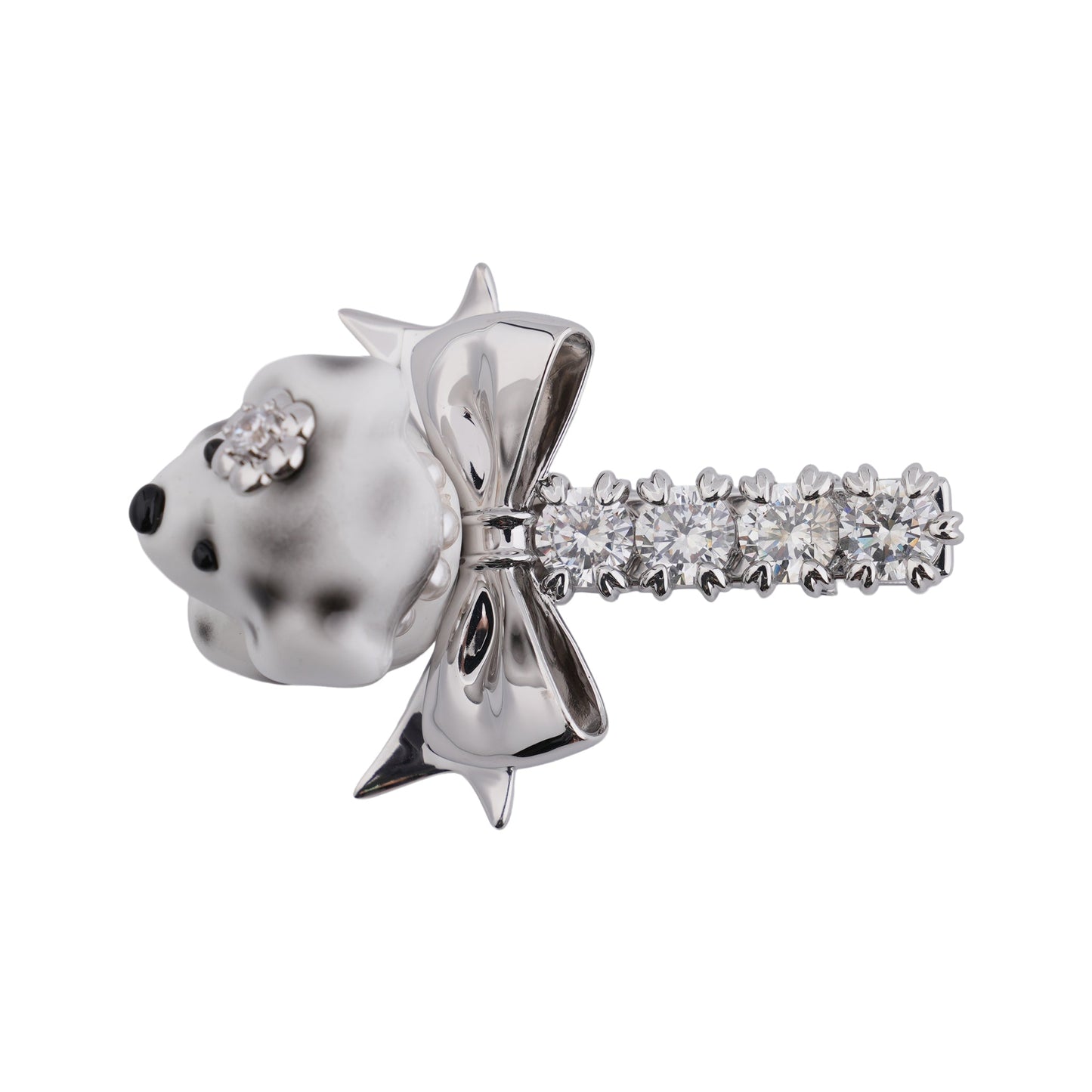PUPPY BOWKNOT HAIR PIN / WHITE