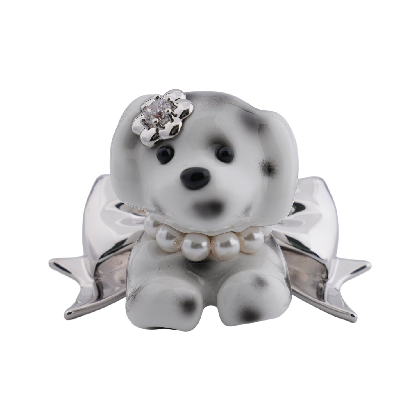 PUPPY BOWKNOT HAIR PIN / WHITE