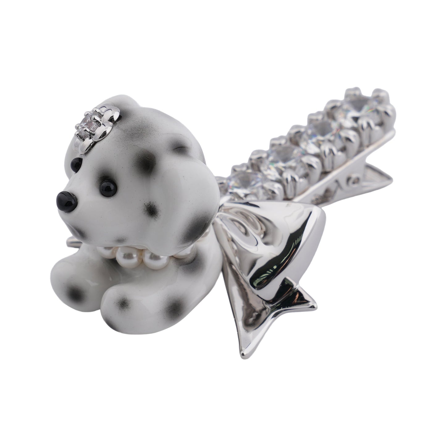PUPPY BOWKNOT HAIR PIN / WHITE