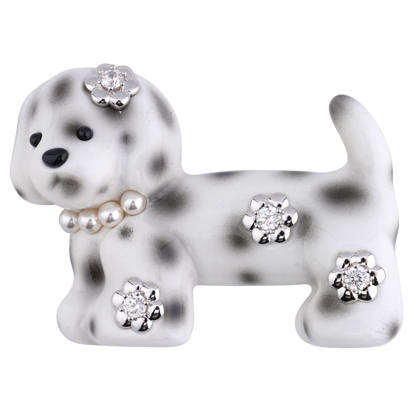 FLOWER DECORATED PUPPY HAIR PIN / WHITE