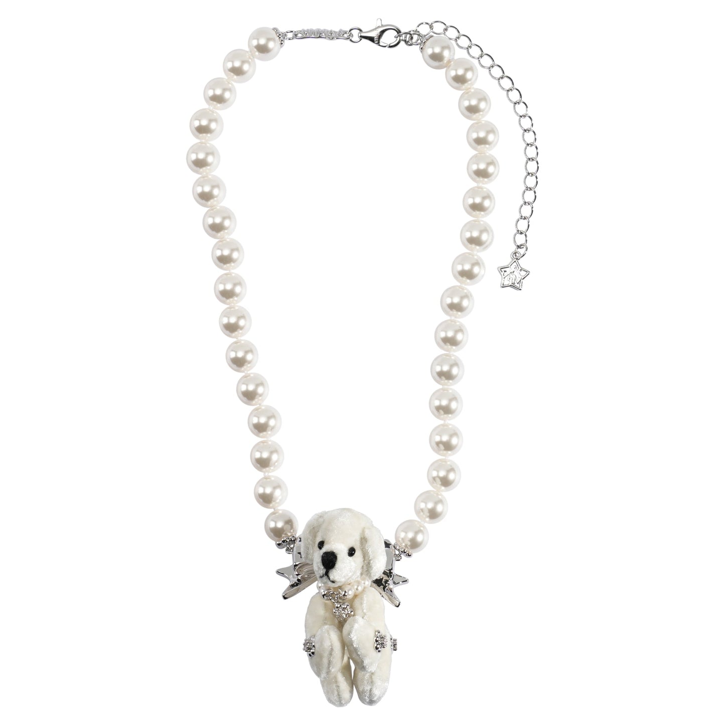 STAR POLKA DOT PUPPY DOLL PEARL NECKLACE / WHITE