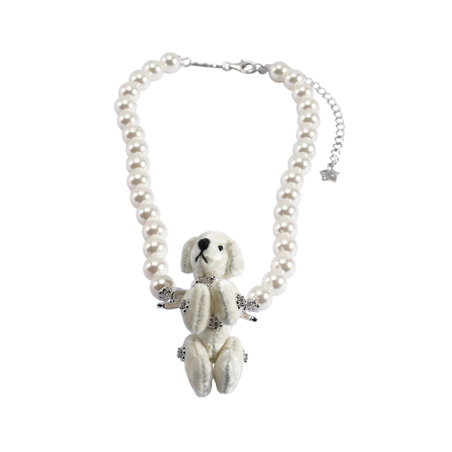 STAR POLKA DOT PUPPY DOLL PEARL NECKLACE / WHITE
