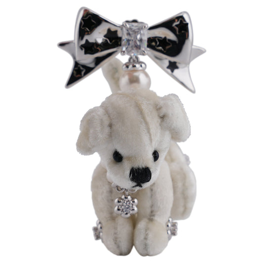 STAR POLKA DOT PUPPY DOLL EARRING / WHITE