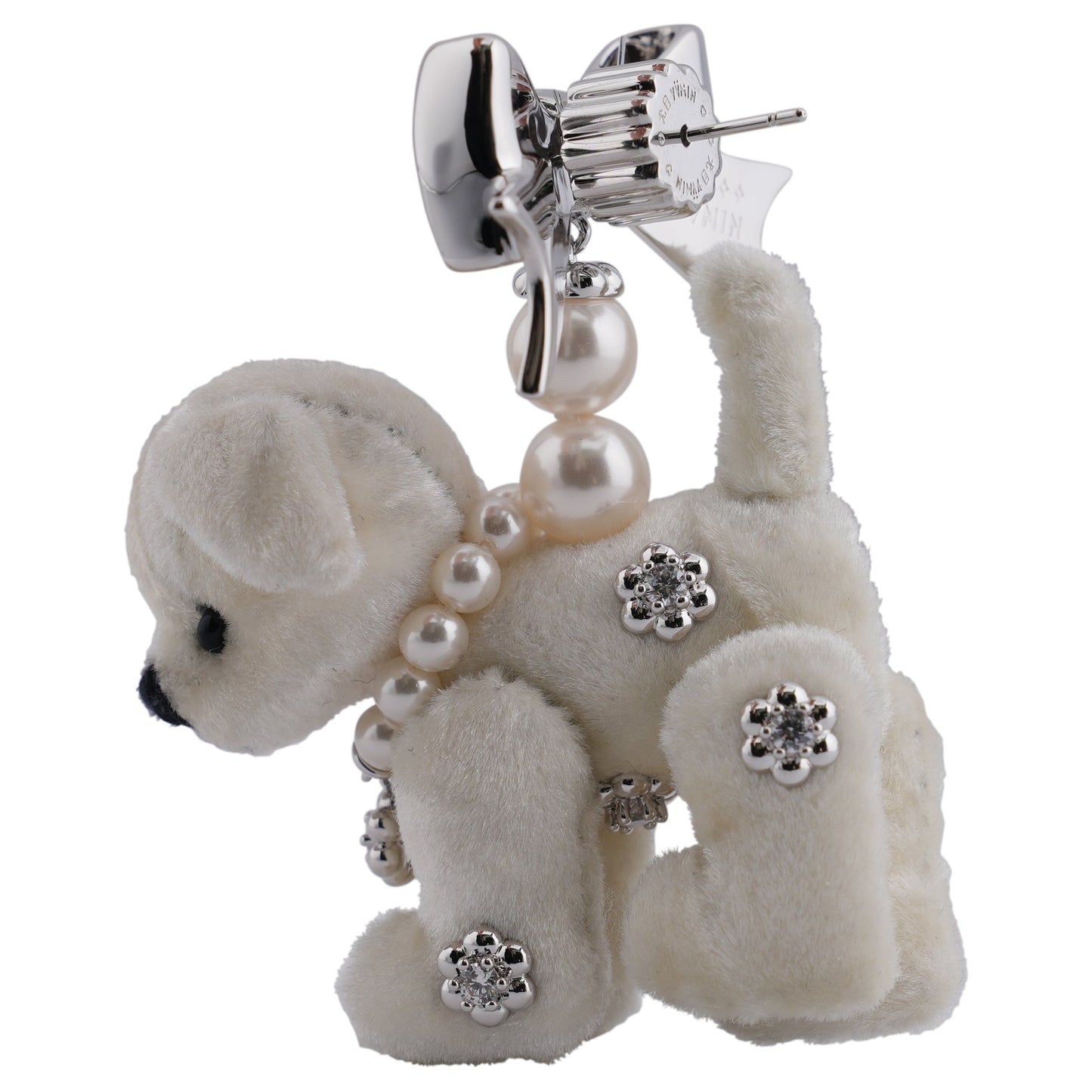 STAR POLKA DOT PUPPY DOLL EARRING / WHITE