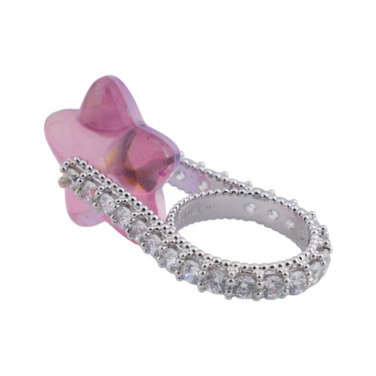 PAVE LUCKY STAR RING / PINK