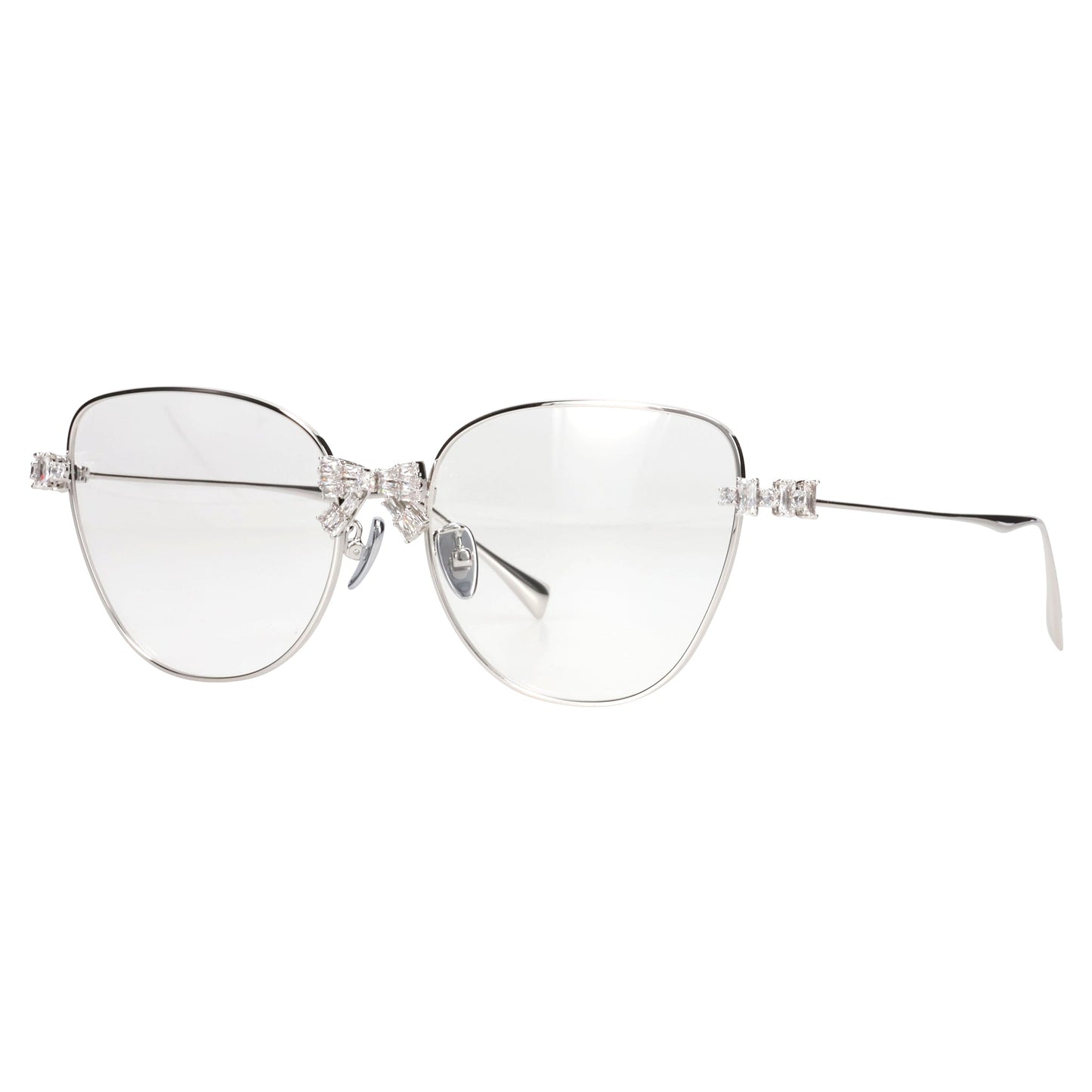 BOWKNOT DECORATION LARGE FRAME GLASSES / SILVER