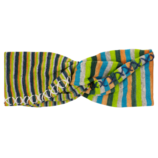 LINEN STRIPE TWIST HEADBAND / LIME MULTI