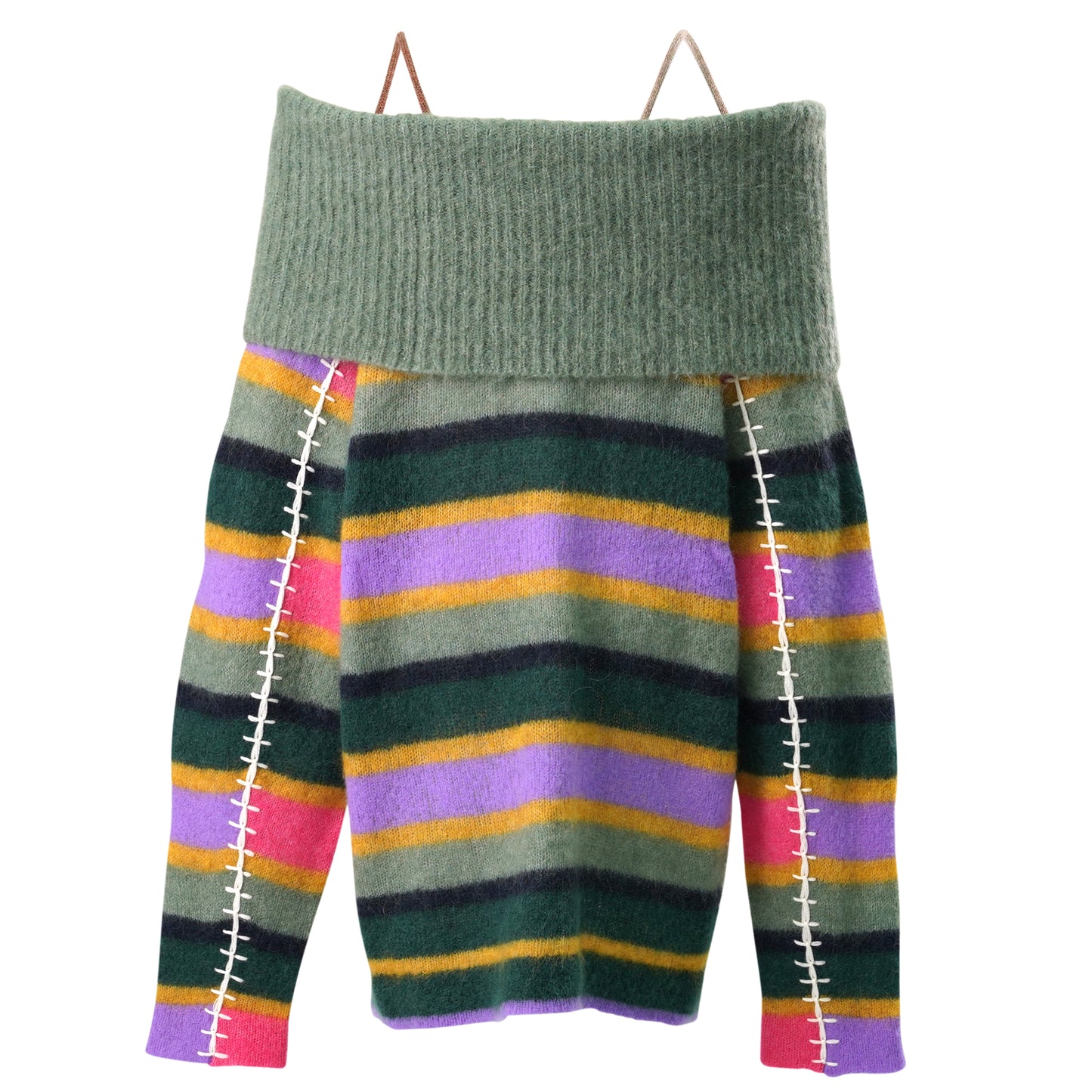 ALPACA STRIPE RAGLAN DRESS / JADE/LILAC MULTI