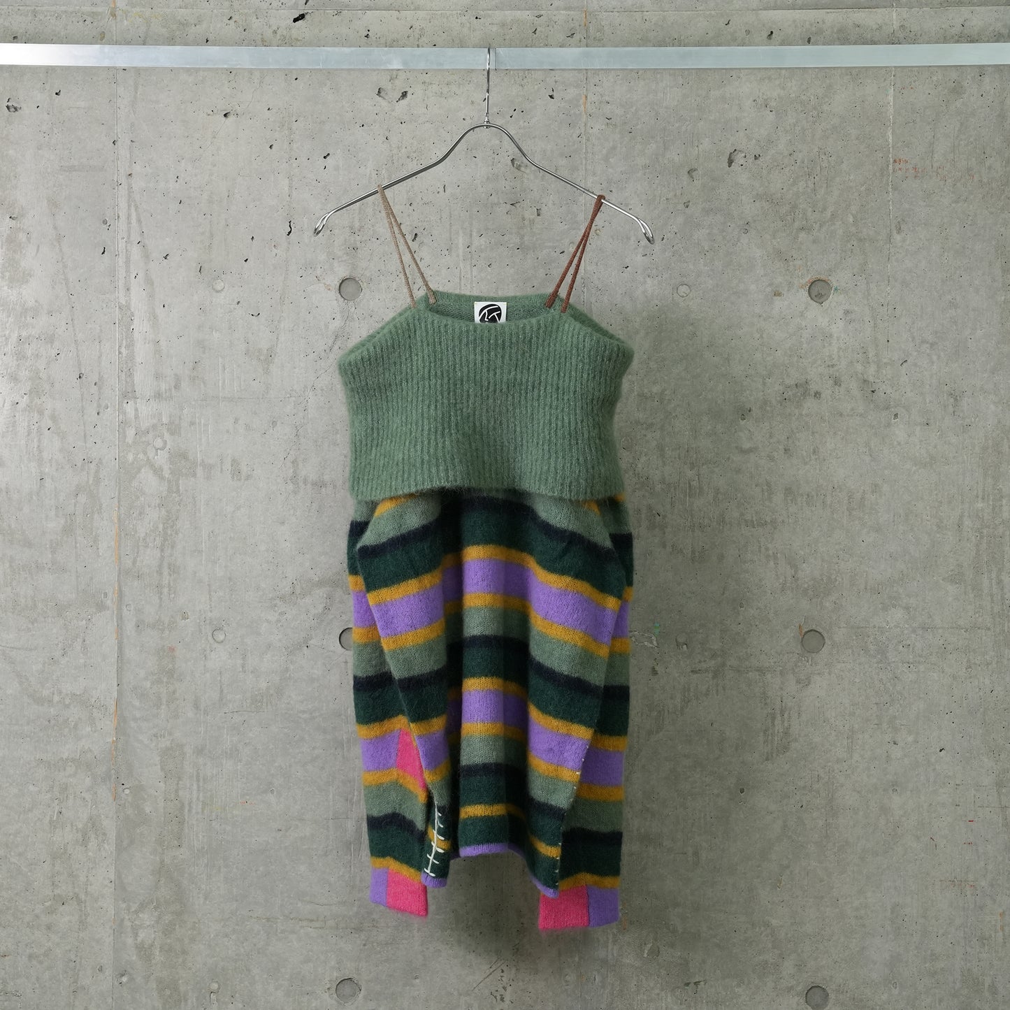 ALPACA STRIPE RAGLAN DRESS / JADE/LILAC MULTI