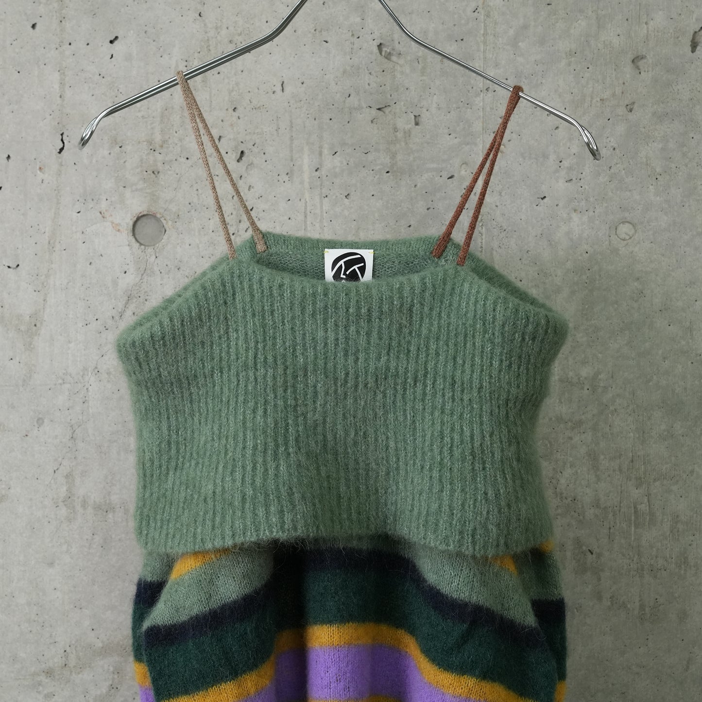 ALPACA STRIPE RAGLAN DRESS / JADE/LILAC MULTI