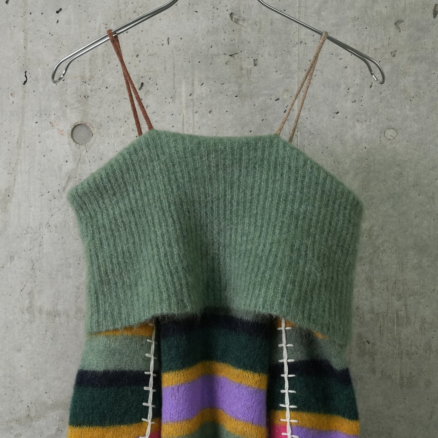 ALPACA STRIPE RAGLAN DRESS / JADE/LILAC MULTI