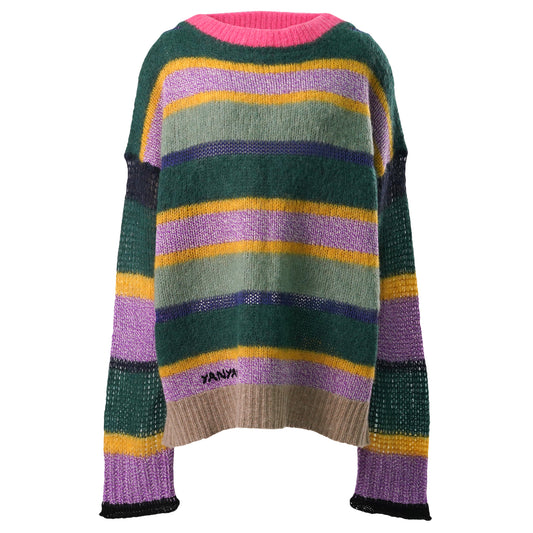 ALPACA STRIPE PULLOVER / JADE/LILAC MULTI