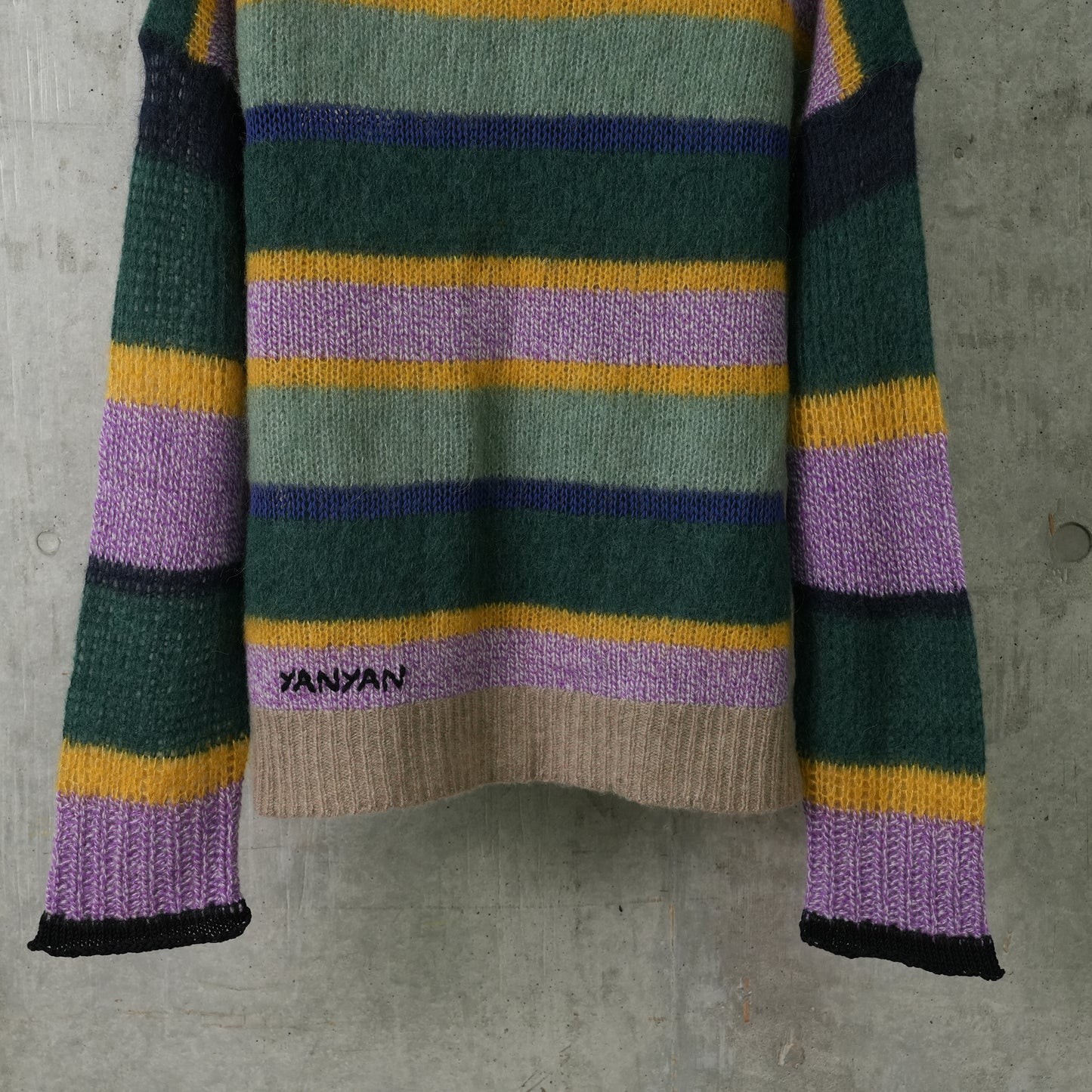 ALPACA STRIPE PULLOVER / JADE/LILAC MULTI