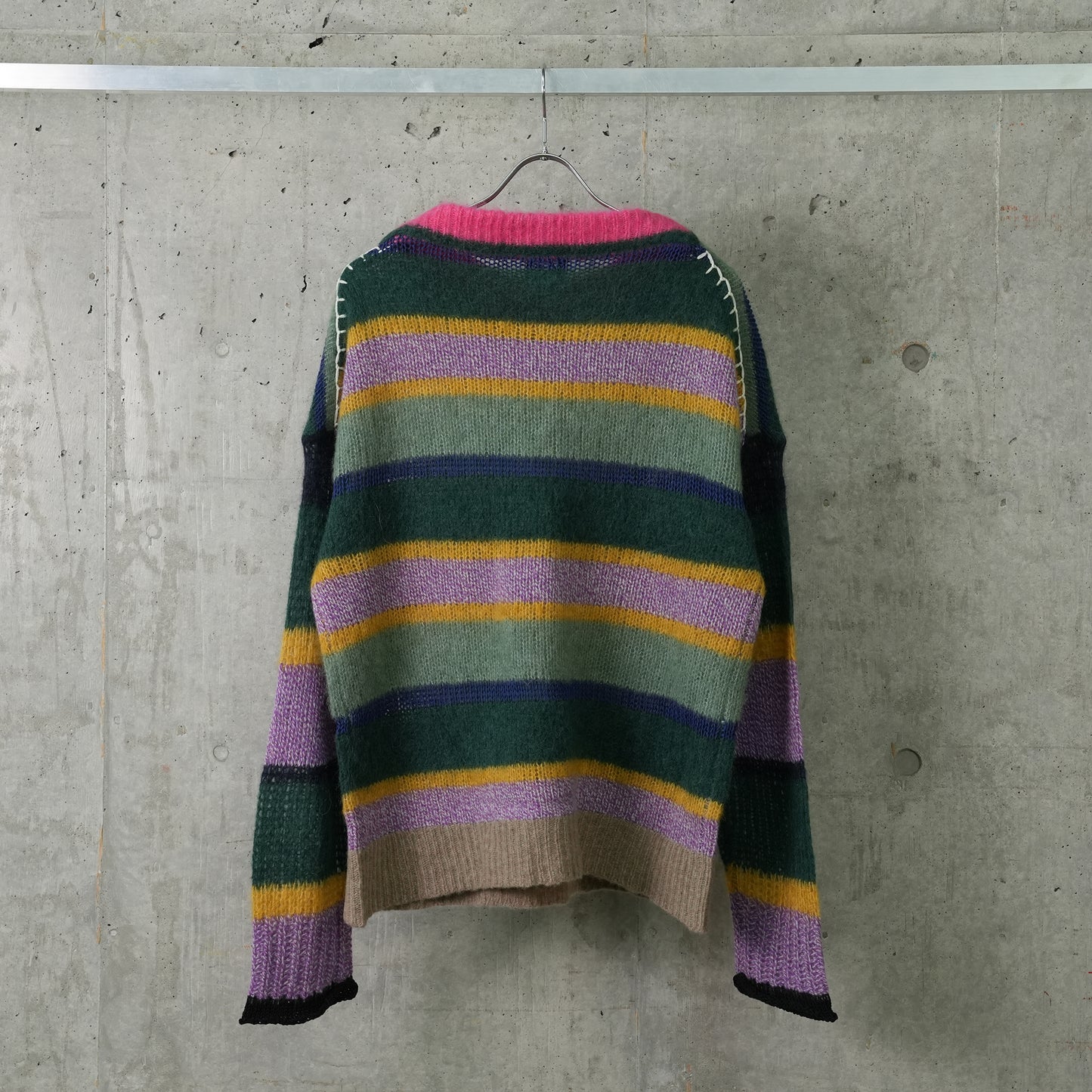 ALPACA STRIPE PULLOVER / JADE/LILAC MULTI