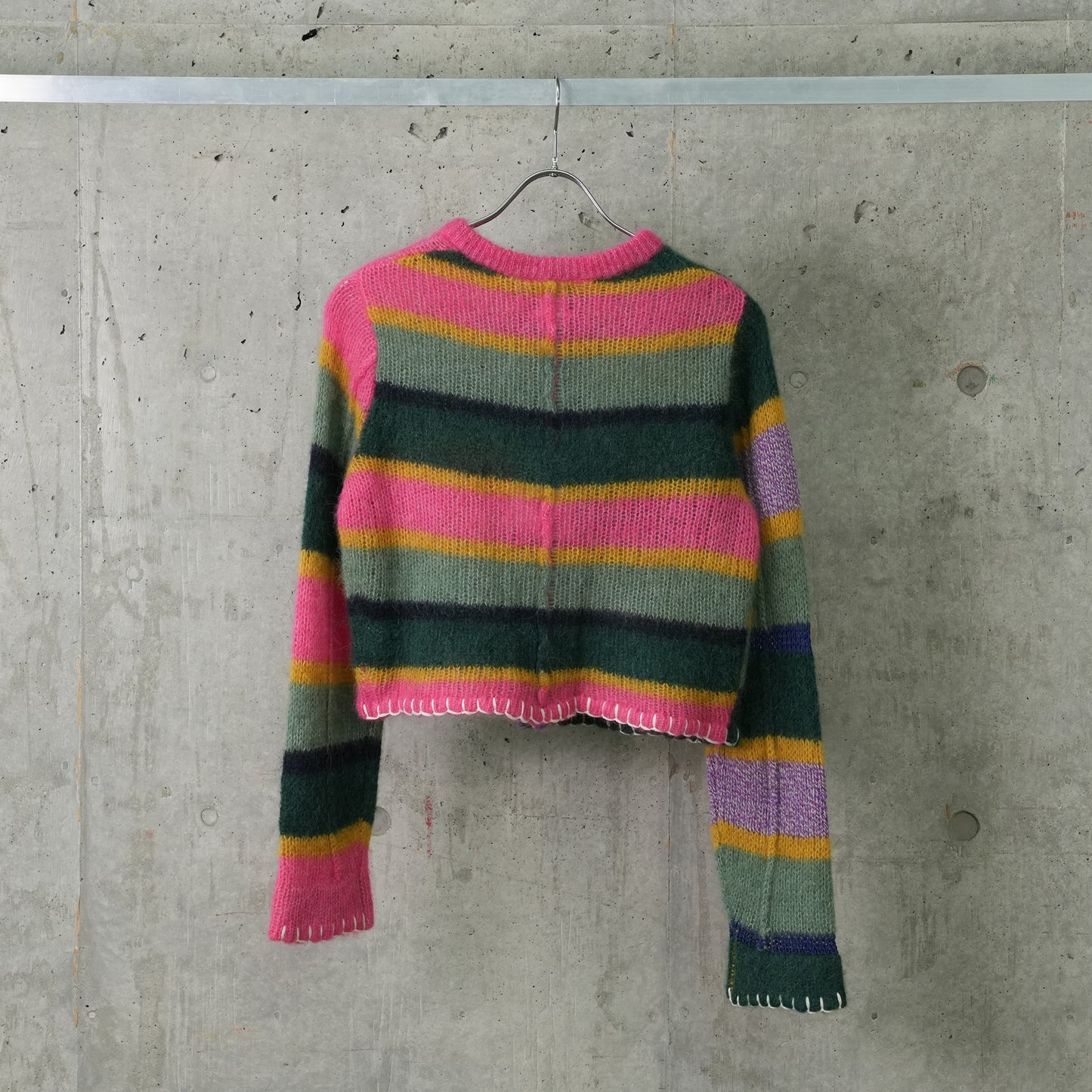 ALPACA STRIPE CARDIGAN / JADE/LILAC/PINK MULTI