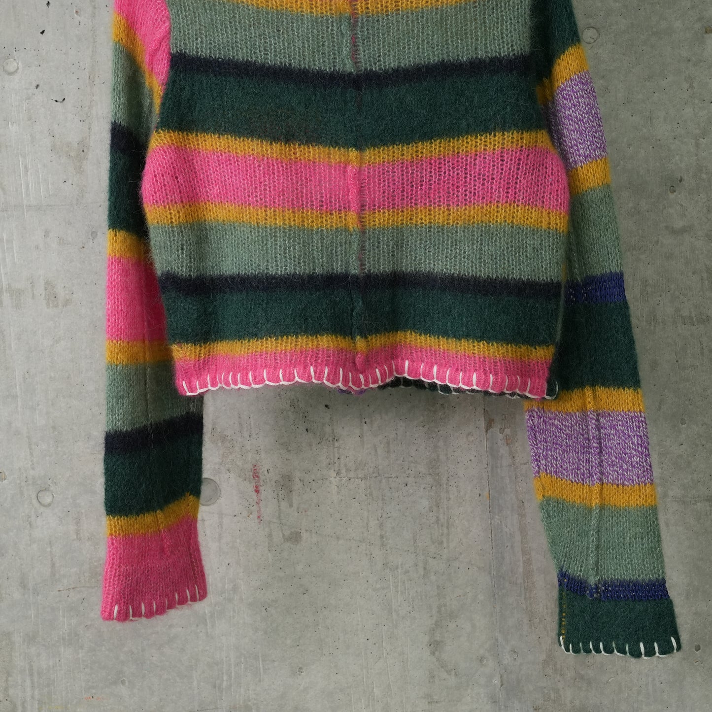 ALPACA STRIPE CARDIGAN / JADE/LILAC/PINK MULTI