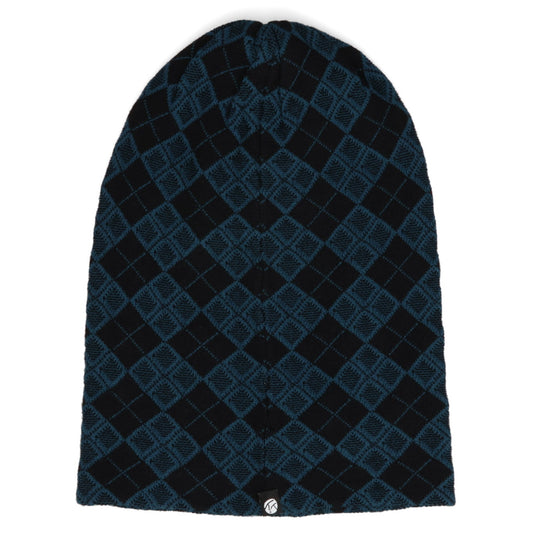 ARGYLE COTTON REVERSIBLE BEANIE / ACID/NAVY