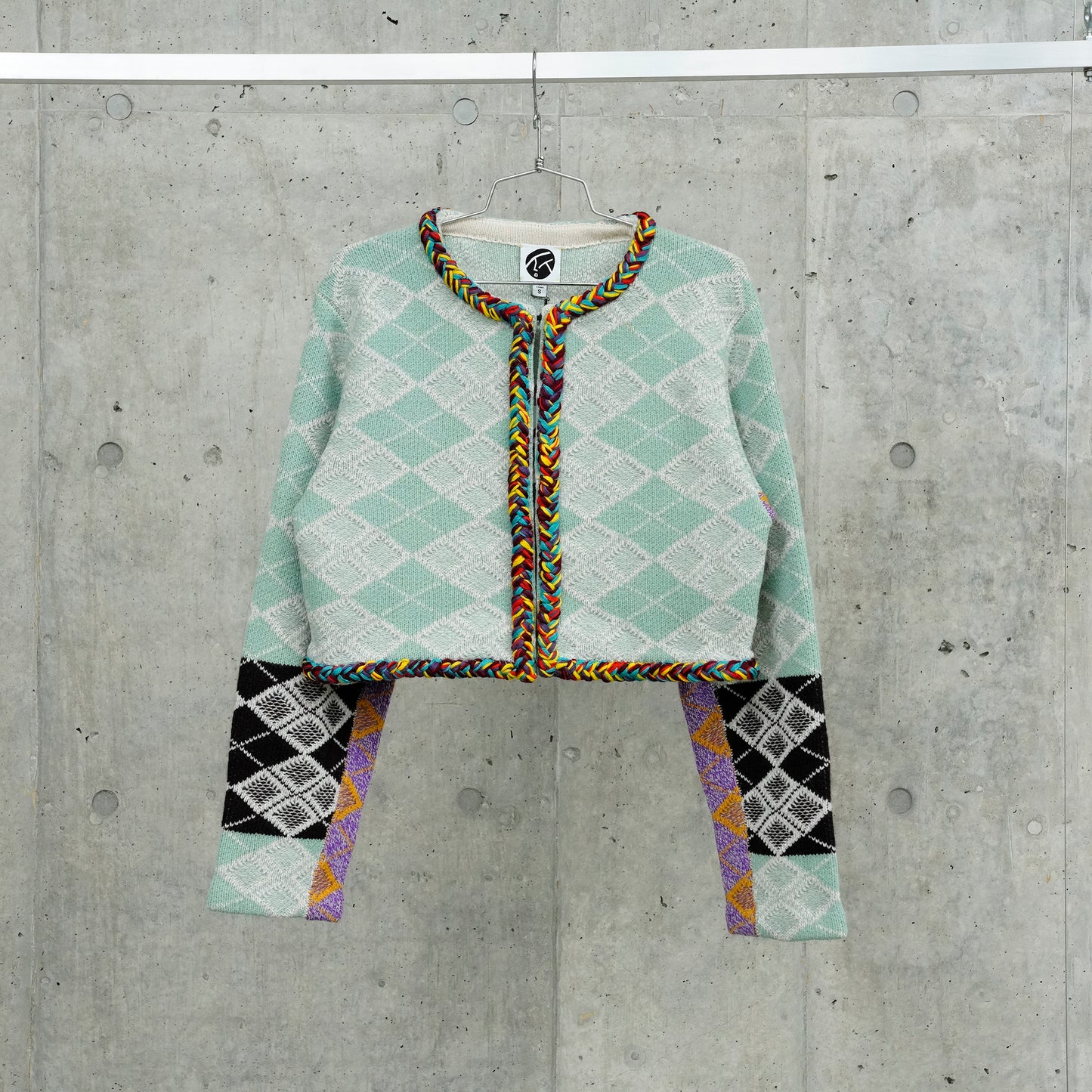 ARGYLE BRAIDED JACKET / LICHEN