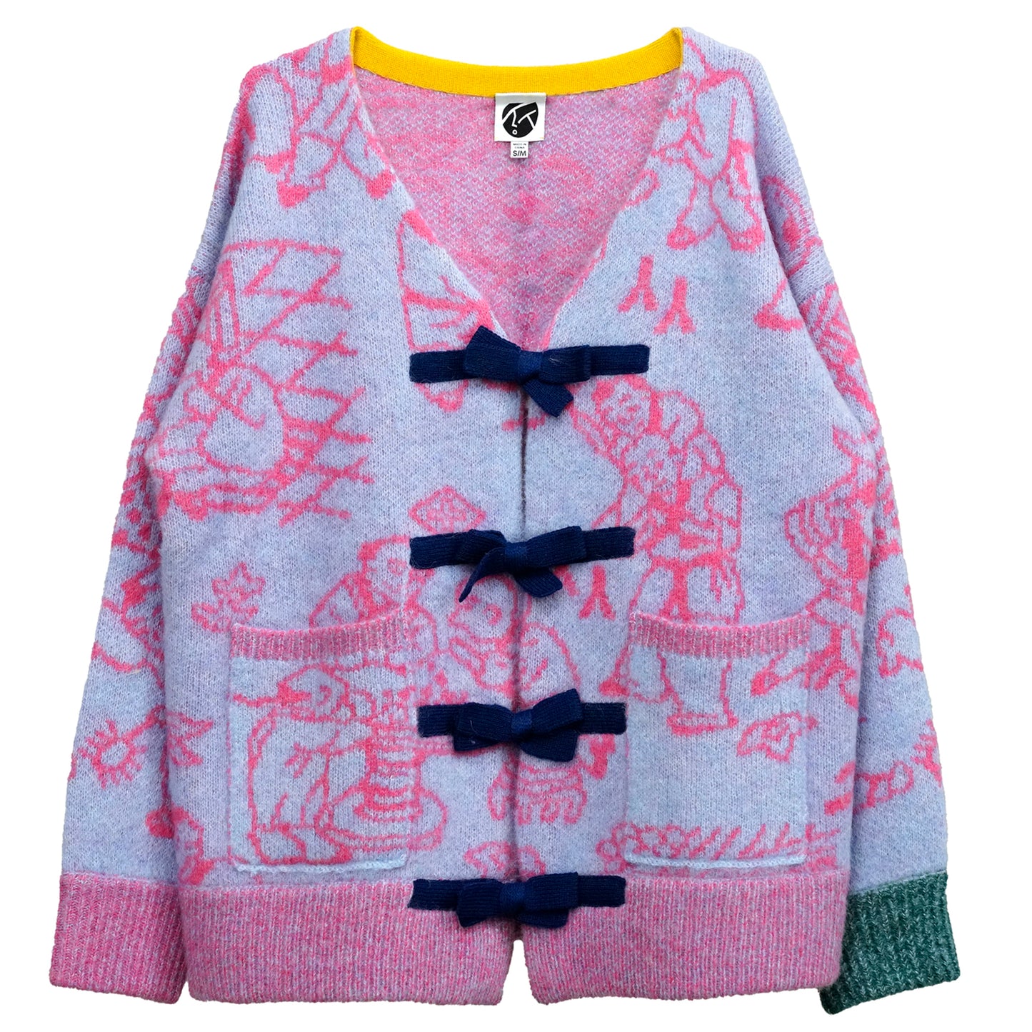 FUZZY LAZA CARDIGAN / SKY/PINK