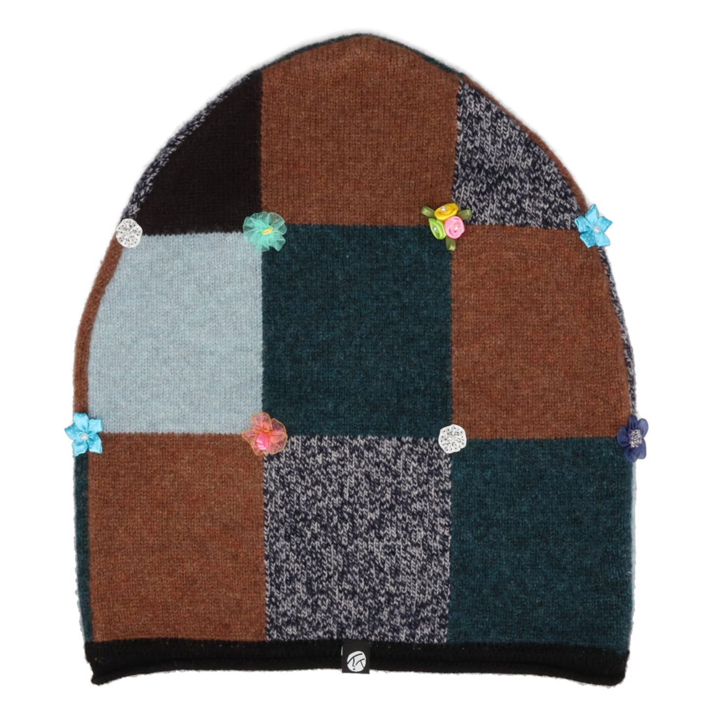 CHECKED EXTRALONG BEANIE (7GG) / BROWN MULTI