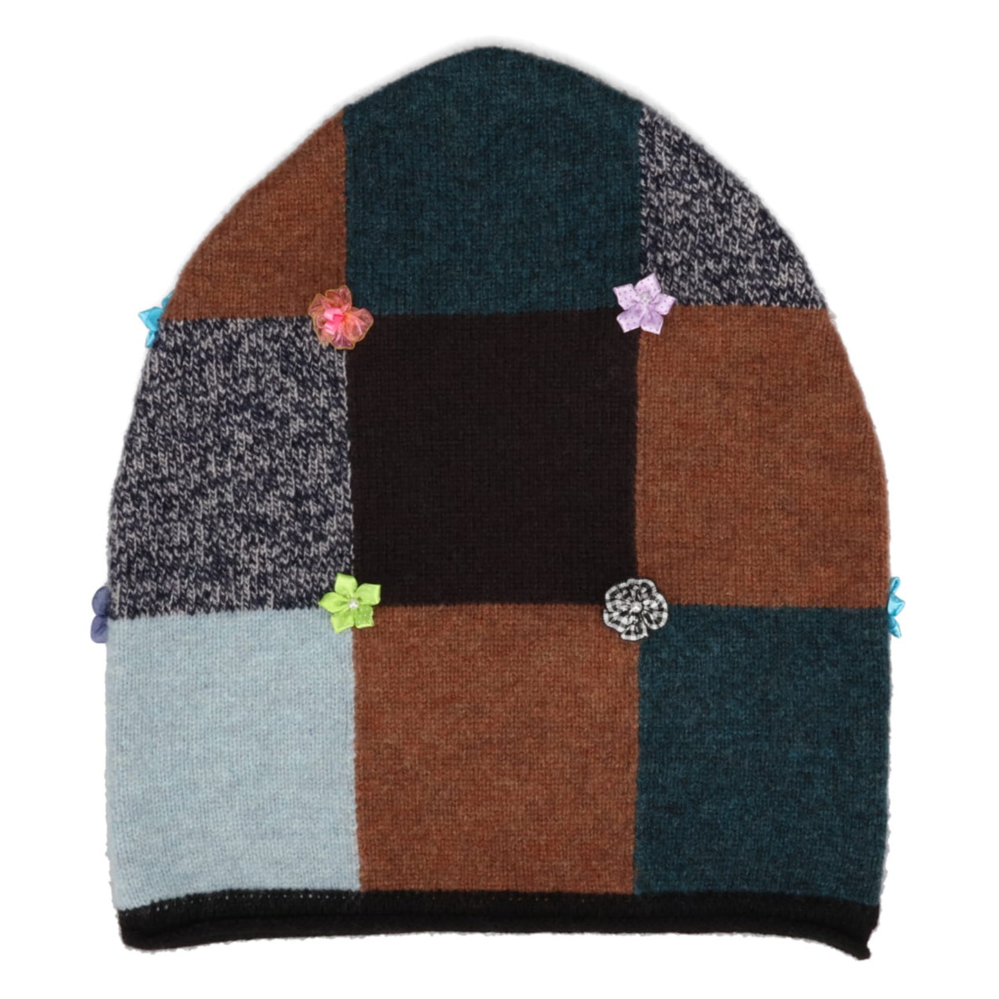 CHECKED EXTRALONG BEANIE (7GG) / BROWN MULTI