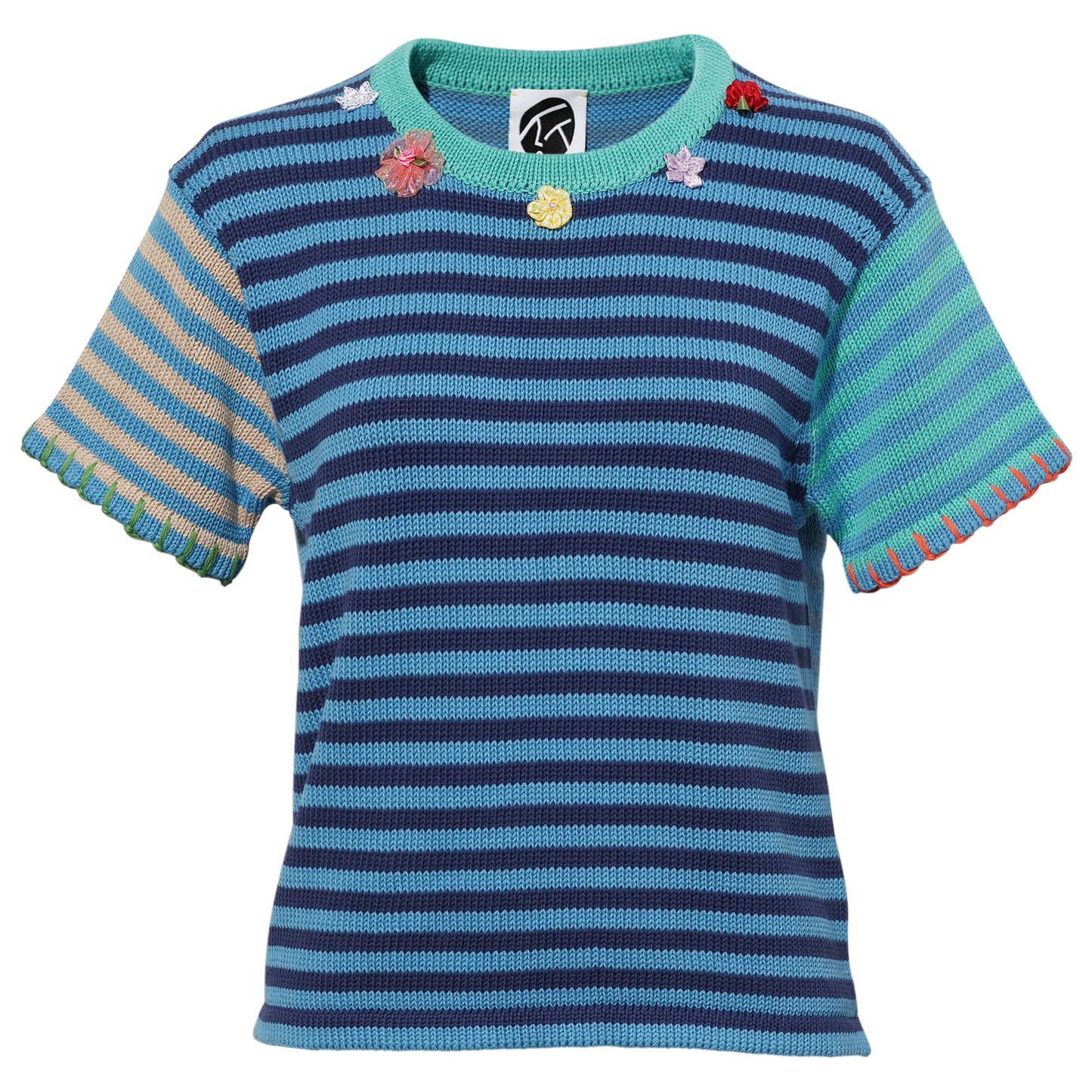 COTTON STRIPE TEE / BLUE MULTI