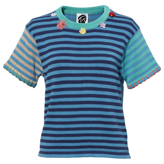 COTTON STRIPE TEE / BLUE MULTI