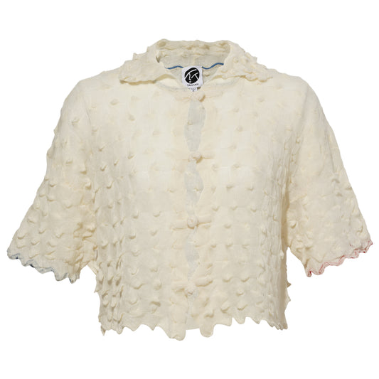 BORLOR SS SHIRT W/ KNOT BUTTONS / IVORY