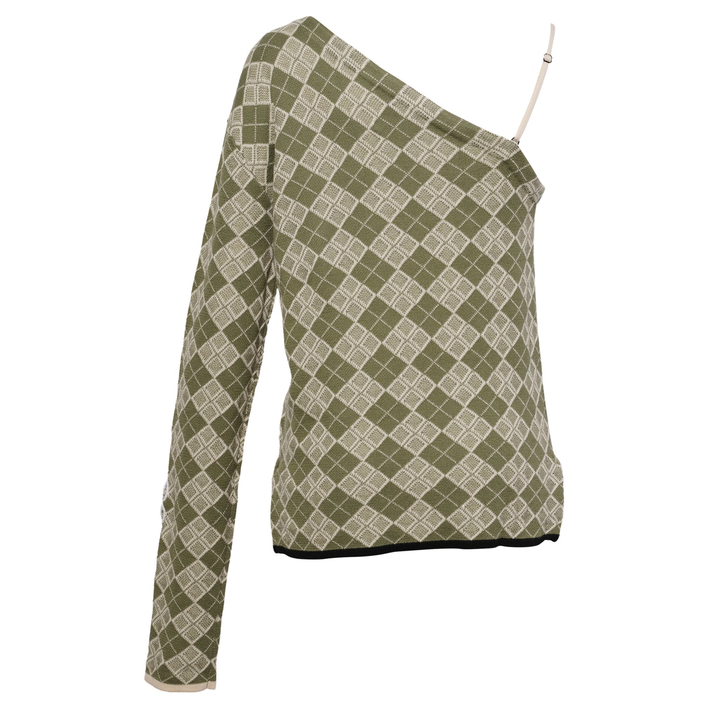ARGYLE SLIM ONE SHOULDER TEE / ARMY