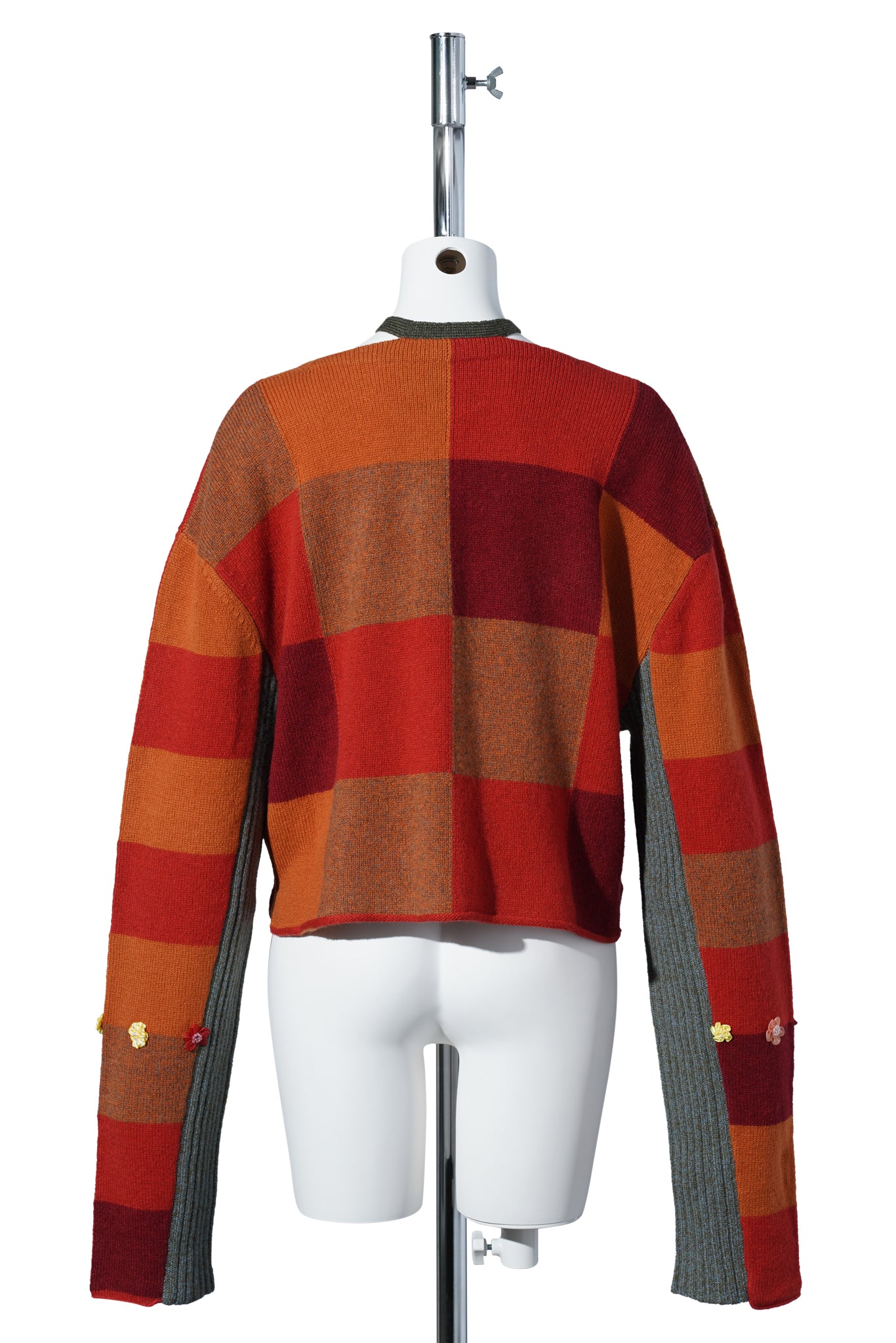 CHECK VNECK CROP PULLOVER / TOMATO