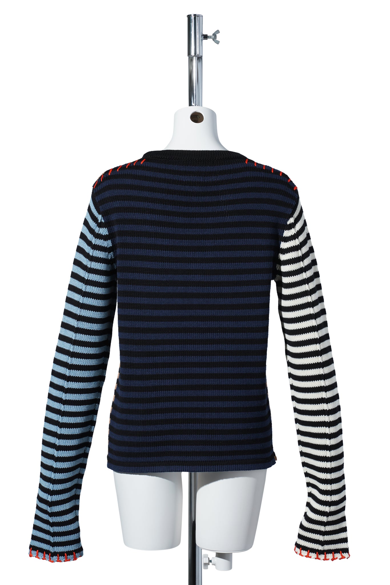 COTTON BAO STRIPE EASY LS CREW / BLACK/BEIGE