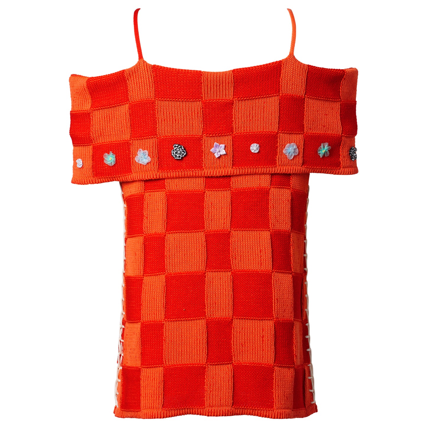 EMBELLISHED CHECK OFF SHOULDER TOP / VOLCANO