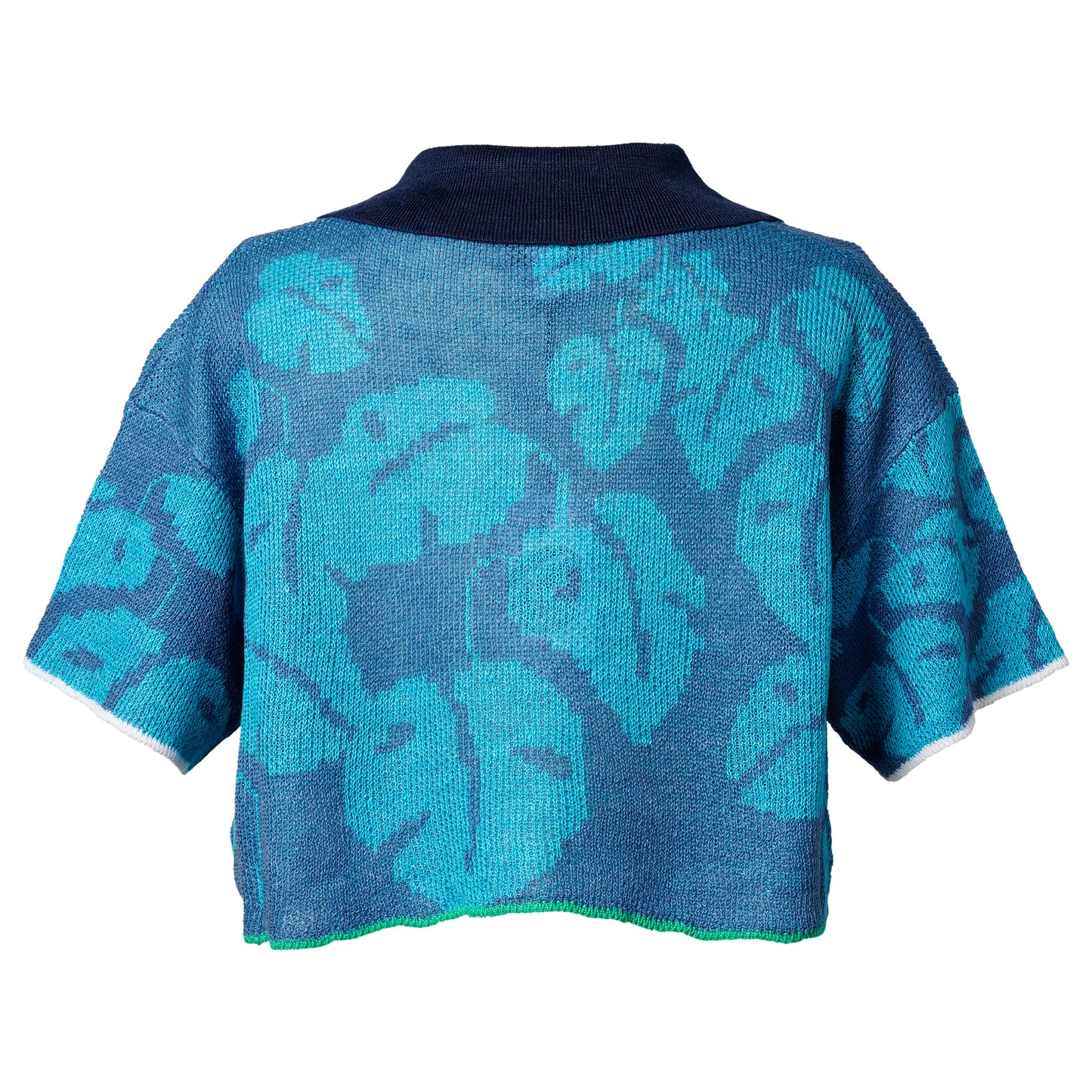 MONSTERA CROPPED SS BEACH SHIRT / BLUE