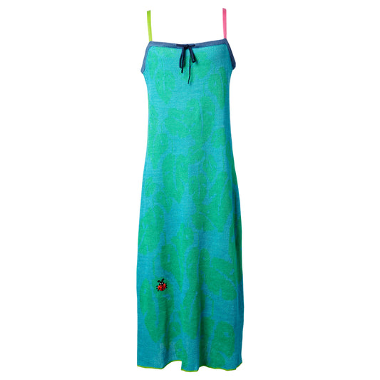 MONSTERA STRAPPY MIDI DRESS / BLUE/GREEN