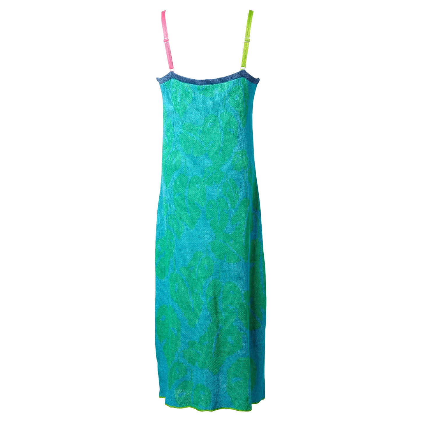 MONSTERA STRAPPY MIDI DRESS / BLUE/GREEN