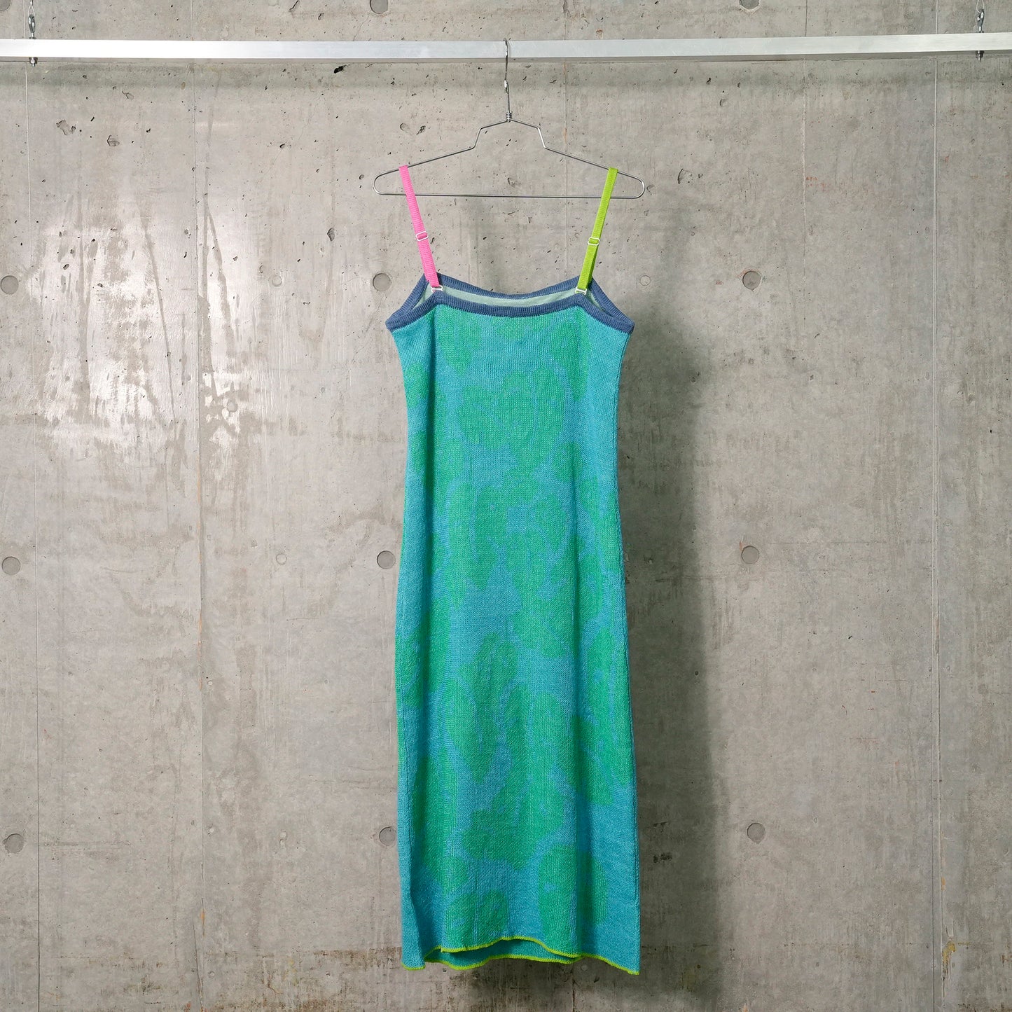 MONSTERA STRAPPY MIDI DRESS / BLUE/GREEN