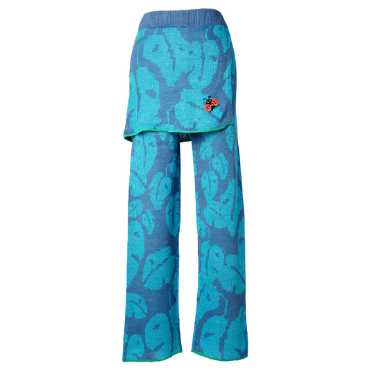 MONSTERA BAGGY BEACH PANT W/ APRON / BLUE