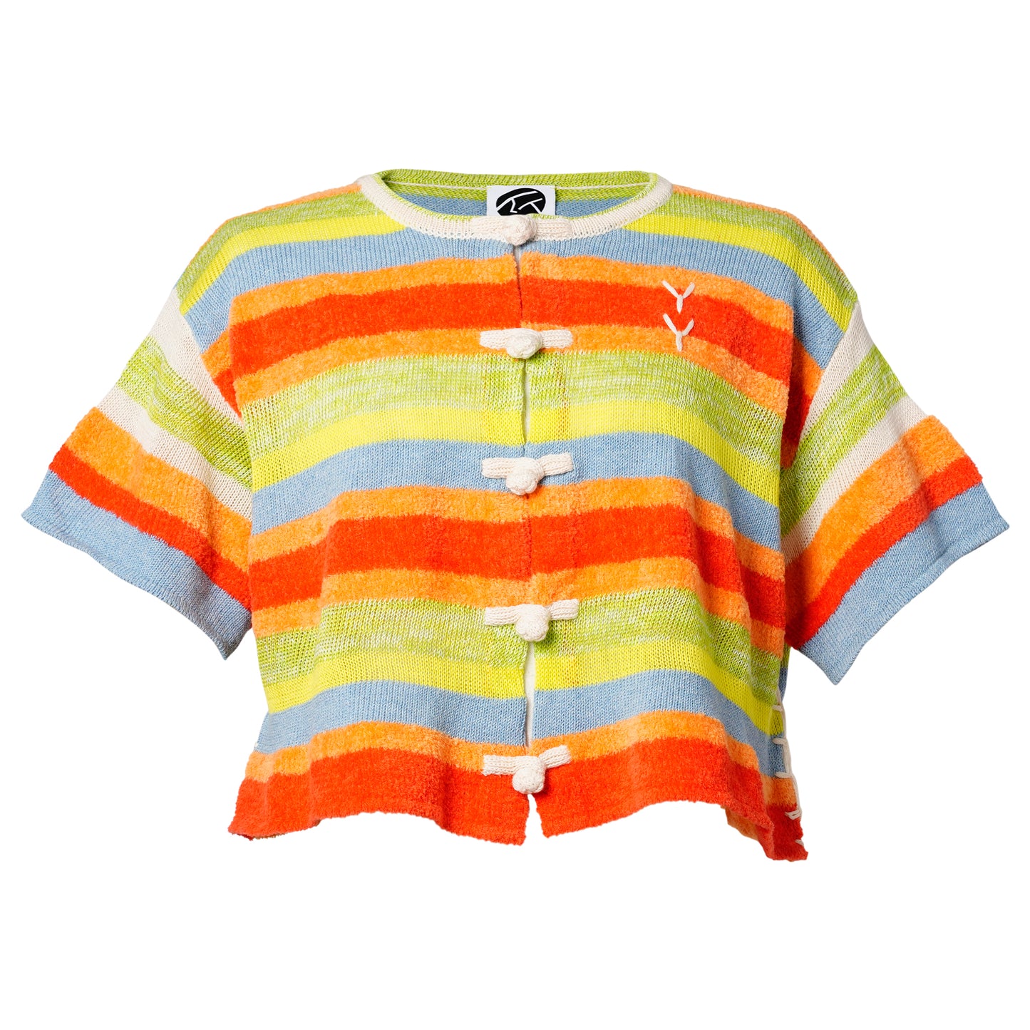 FLOATEE CROP SS SHIRT / LIME/RED MULTI