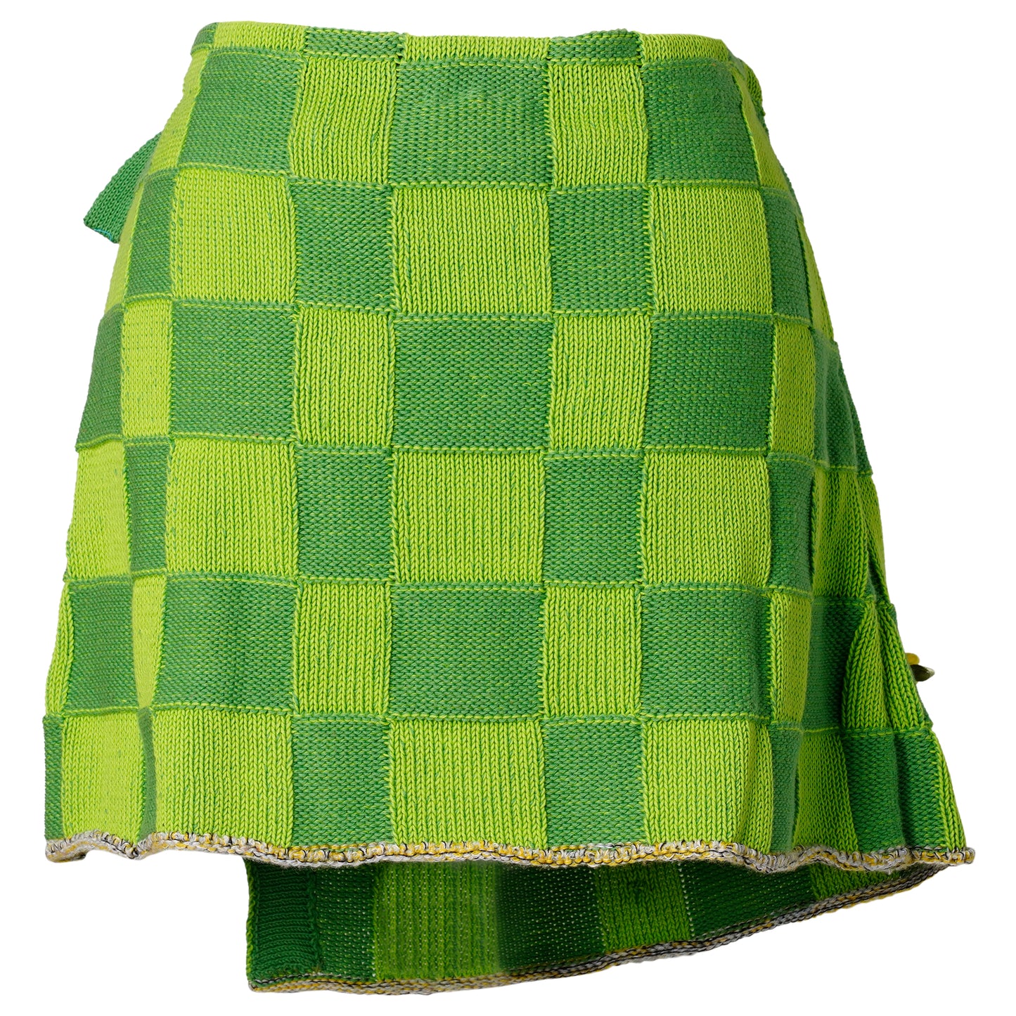 EMBELLISHED CHECK WRAP MINI SKIRT / GRASS GREEN