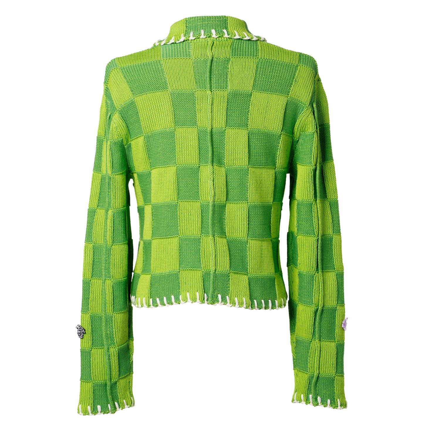 EMBELLISHED CHECK SHRUNKEN WORK JACKET / GRASS GREEN