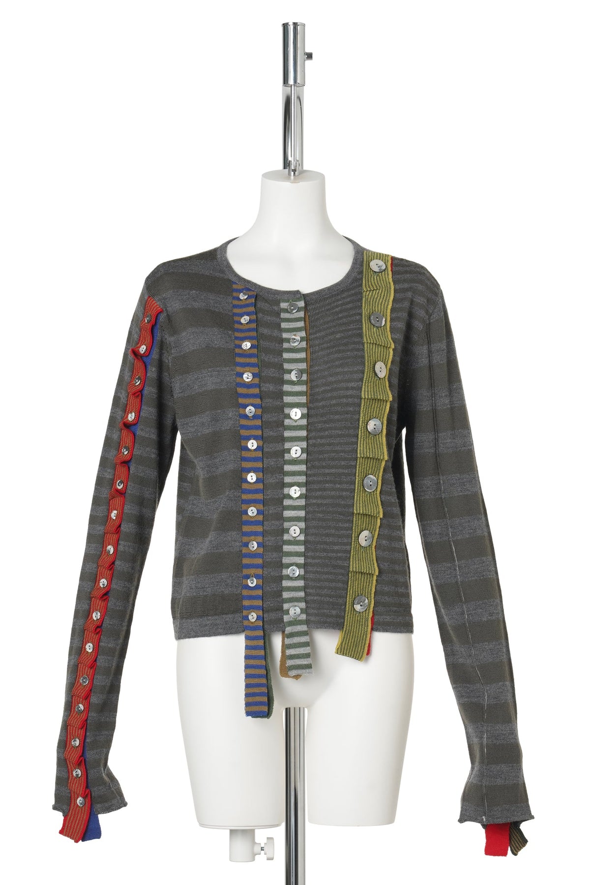 MISMATCH MULTI PLACKET CARDIGAN / GREY MULTI