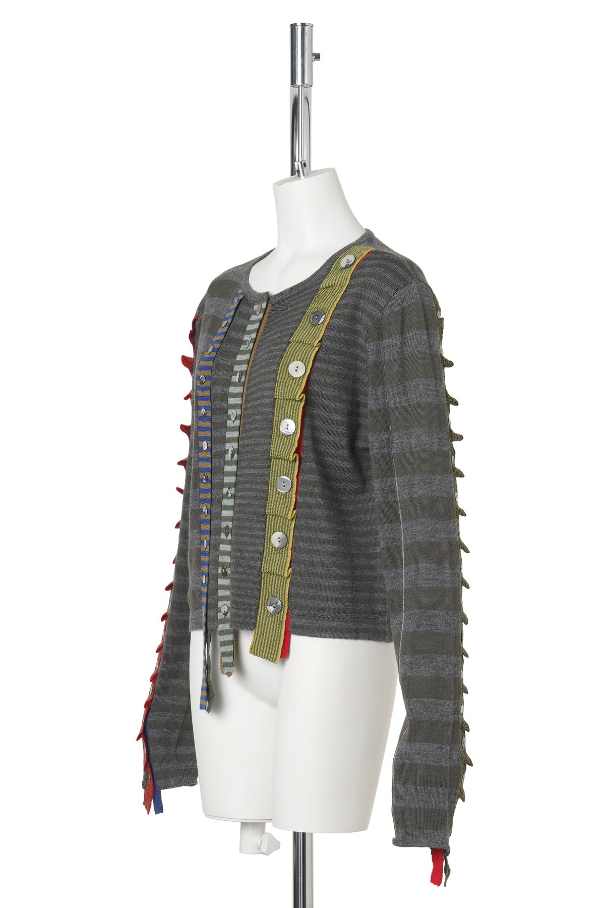MISMATCH MULTI PLACKET CARDIGAN / GREY MULTI