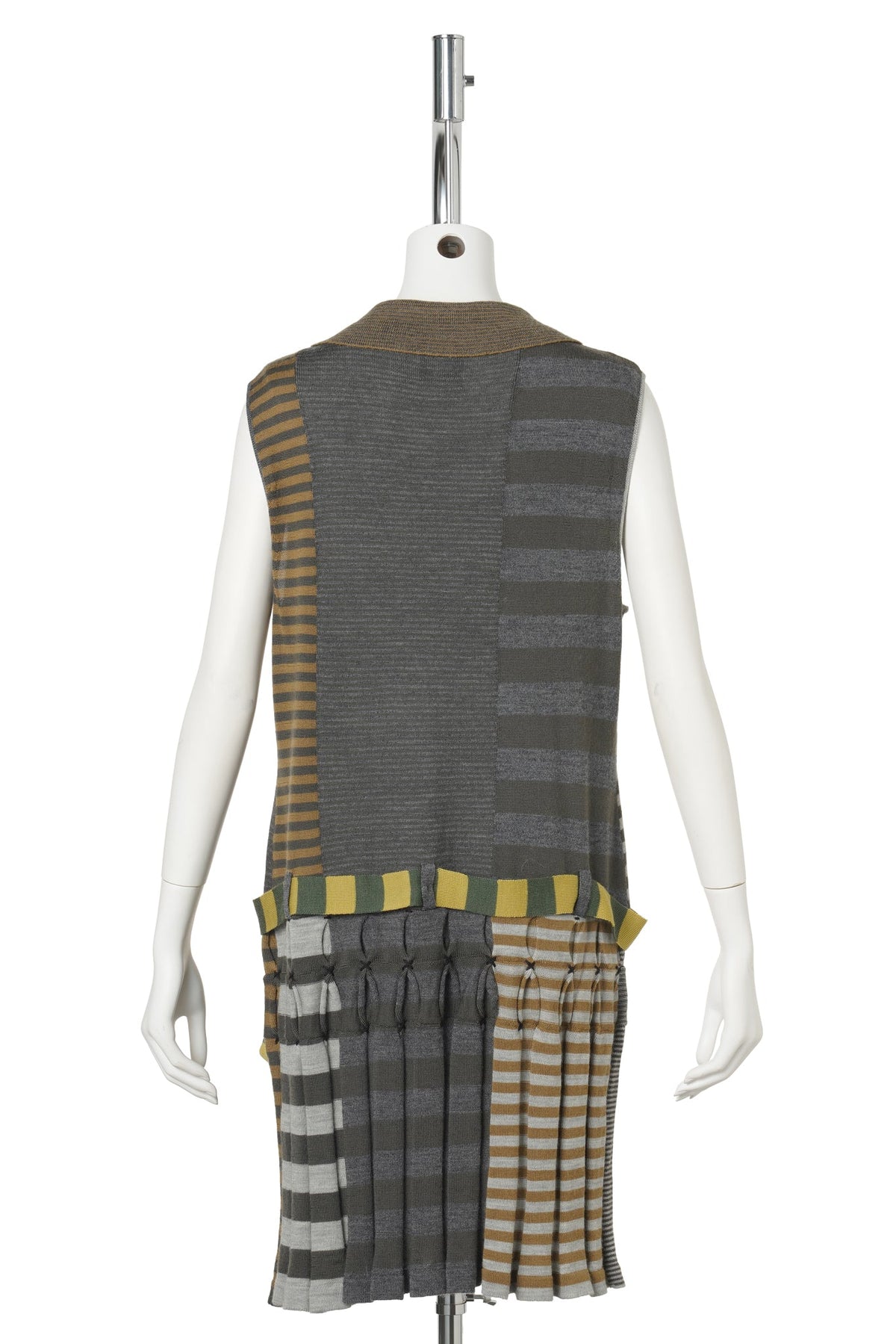 MISMATCH SLEEVELESS POLO DRESS / GREY MULTI